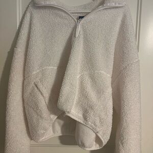 Old Navy White Fleece Half-Zip Hoodie